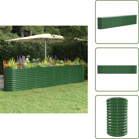 Acciaio verniciato - vidaXL Letto Giardino Acciaio Verniciato a Polvere 332x40x68 cm Verde - Fioriera in acciaio