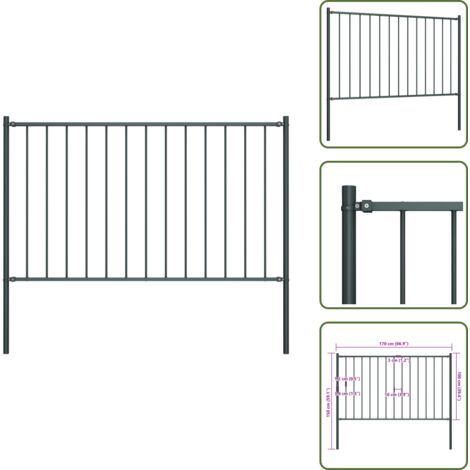 Acciaio verniciato - vidaXL Pannello di recinzione Woerden con pali in acciaio 1,7x1 m antracite - Recinzione antracite