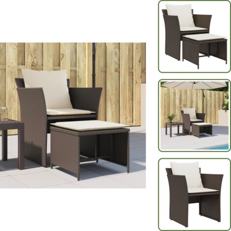 Acciaio verniciato - vidaXL Sedia da Giardino con Poggiapiedi in Polyrattan Marrone - Mobili da esterno