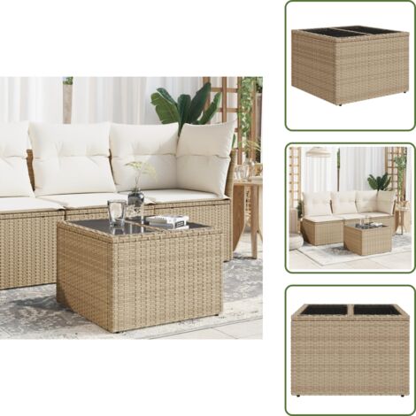 Acciaio verniciato - vidaXL Tavolo da Giardino Piano in Vetro Beige 55x55x37 cm Polyrattan - Copertura impermeabile
