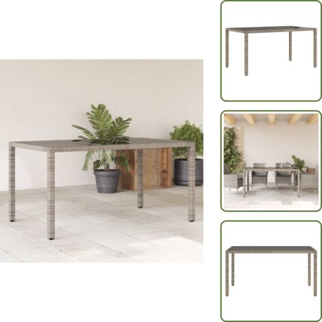 Acciaio verniciato - vidaXL Tavolo da Giardino Piano in Vetro Grigio 150x90x75cm Polyrattan - Vetro temperato