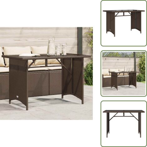 Acciaio verniciato - vidaXL Tavolo Giardino Piano in Vetro Marrone 110x68x70 cm Polyrattan - Piano in vetro