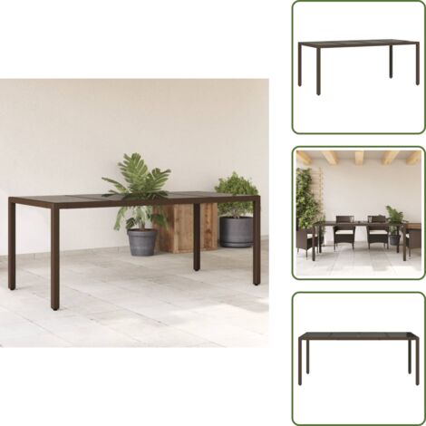 Acciaio verniciato - vidaXL Tavolo Giardino Piano in Vetro Marrone 190x90x75 cm Polyrattan - Vetro temperato