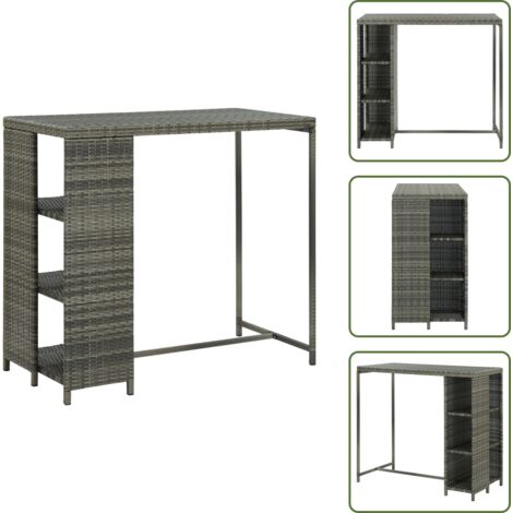 Acciaio - vidaXL Tavolo da Bar con Ripiani Grigio 120x60x110 cm in Polyrattan - Tavolo da pranzo