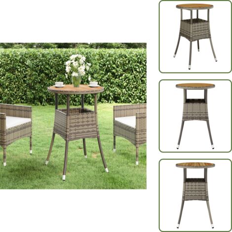 Acciaio - vidaXL Tavolo da Giardino Ø60x75cm Massello Acacia e Polyrattan Grigio - Legno massello