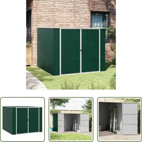Acciaio zincato -  Capanno da Giardino Verde 195x198x159 cm in Acciaio Zincato