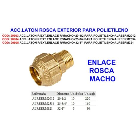 ACC.LATON R EXT.ENLACE R MACHO 20-1/2 PARA POLIETILENO AL REERM 2012