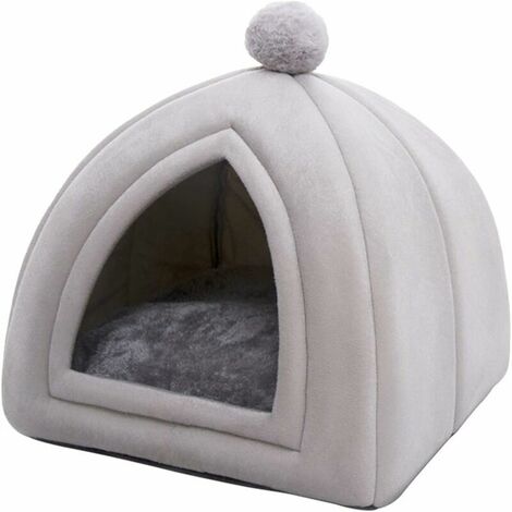 Accogliente Cuscino Nido per Gatti, Cuccia per Animali Domestici, Nido per Animali Chiuso, Igloo per Cani e Gatti - Cuscino Grigio M
