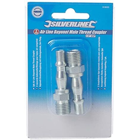 Accoppiatore filetto maschio a baionetta 2pezzi 1/4" BSP Silverline per compressori