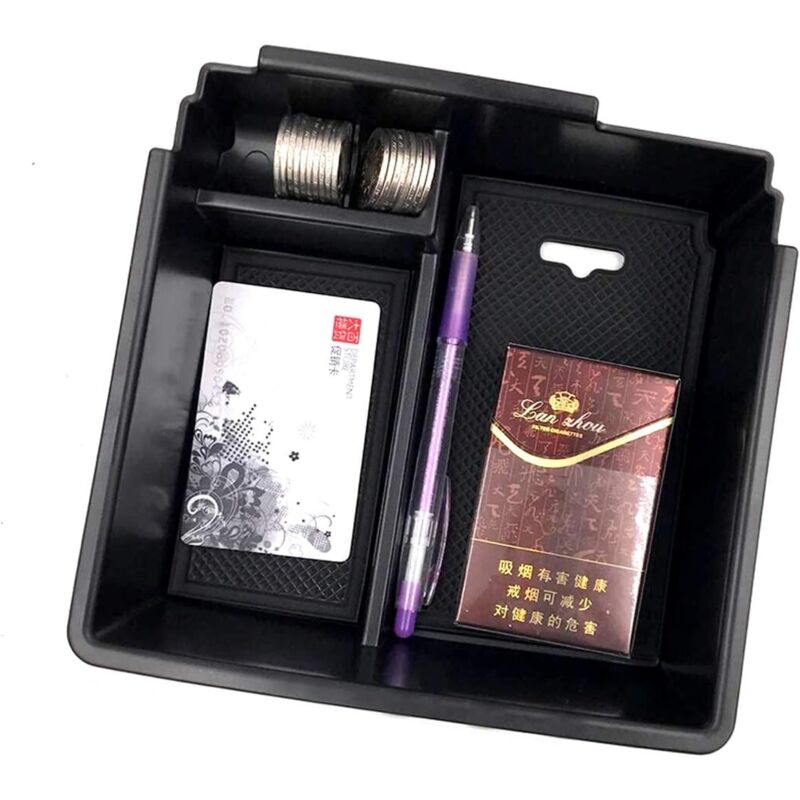 Accoudoir Boite de Rangement Central, Accessoire Voiture Interieur du Tiroir Consol Organiseurs (Noir)