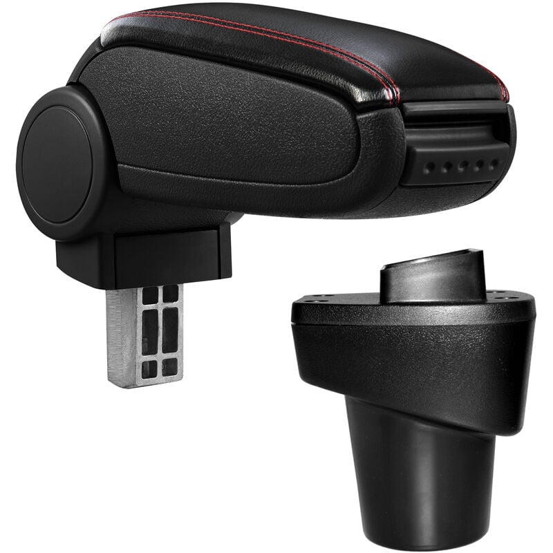 Pro.tec Accoudoir central avec compartiment Similicuir Noir avec Couture Rouge