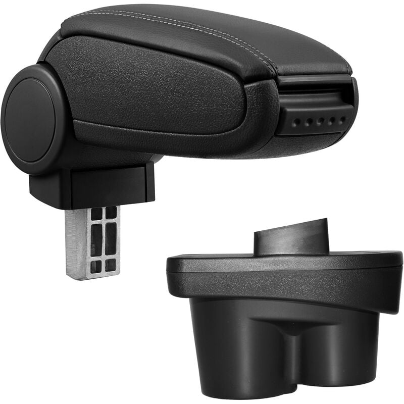 Pro.tec Accoudoir central pour Opel Corsa e - avec compartiment - rembourré - cuir-synthétique - noir avec des coutures noirs