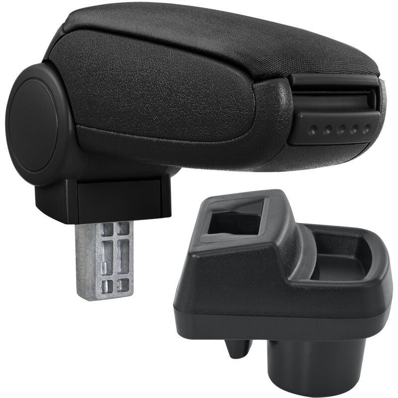 Accoudoir central pour Opel Corsa f à partir de 2019 tissu noir avec surpiqûre noir Pro.tec