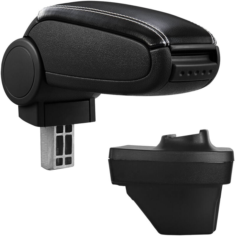 Accoudoir Central Rembourré pour Renault Clio V / Clio 5 Similicuir Noir avec Coutures Blaches [pro.tec]