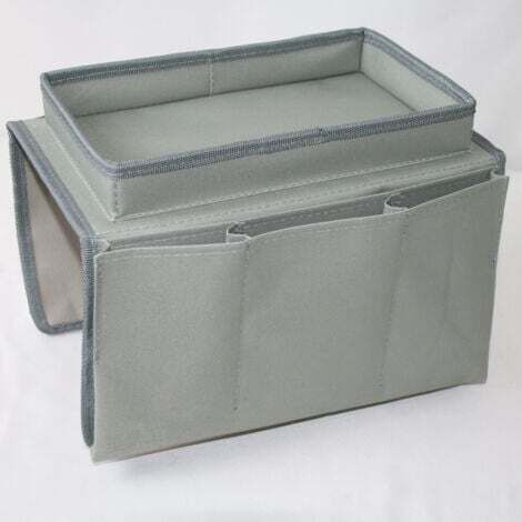Accoudoir de Canapé Sac de Rangement, 5 Poches Organiseur d'Accoudoir de Canapé avec Plateau, Canapé Accoudoirs Organisateur pour Tablettes, Téléphone, Livre, Magazines, Télécommande (Gris)