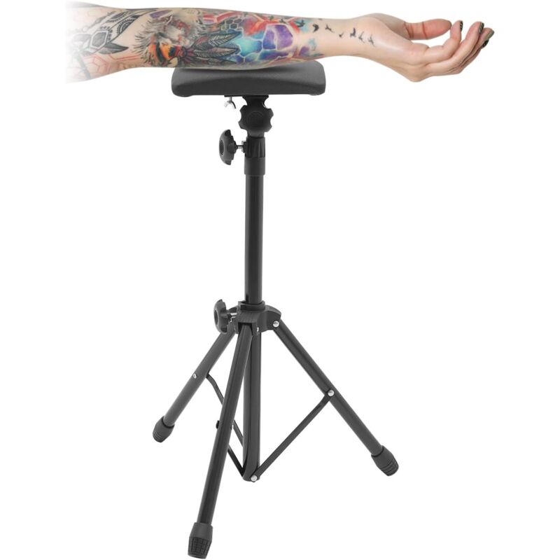 Gojoy - Accoudoir de tatouage portable, éponge en cuir (accoudoir), métal (support), hauteur réglable et équipement de tatouage inclinable,