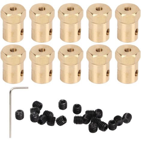 Accouplement flexible en laiton 6mm pour arbres moteurs RC, joints de transmission pour voitures et pneus, lot de 10 pièces