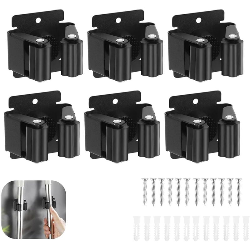 Csparkv - Accroche Balai Mural, 6 Pièces Porte Balais Mural, Support Balais Mural, Attache Balai Mural, Support De Vadrouille Pour Salle De Bain