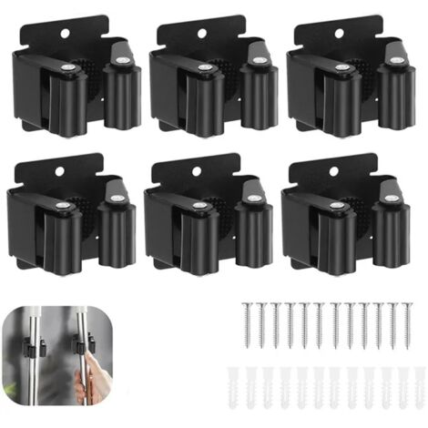 Accroche Balai Mural, Porte Balais Mural, Support De Vadrouille Pour Salle De Bain Cuisine Bureau Jardin Garage -6 Pcs noir