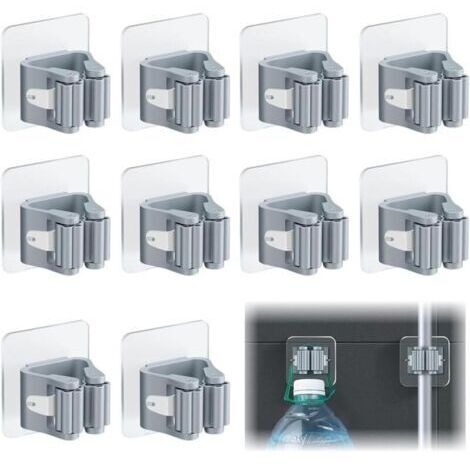 Accroche Balai Mural, Range balai mural, 10 Pièces Porte Balais Mural, Porte Balais Mural Sans Percage, Convient pour Cuisine, Salle de Bain, Jardin, Garage