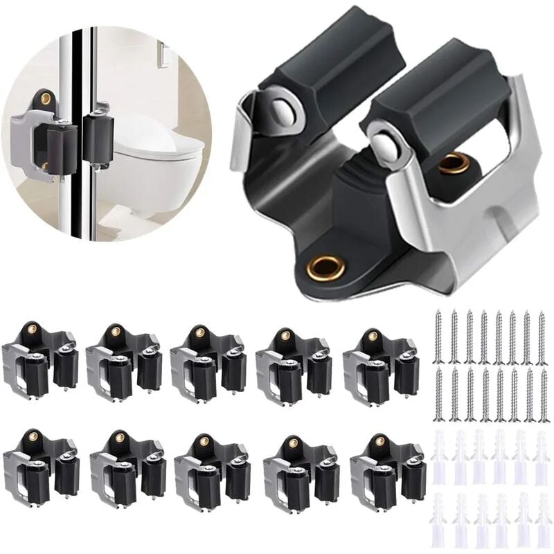 Accroche Balai Mural, Support Balais Mural, Porte Balais Mural 10 Pièces, pour Buanderie Jardin, Organisation du Garage,Organisateur mural d'outils