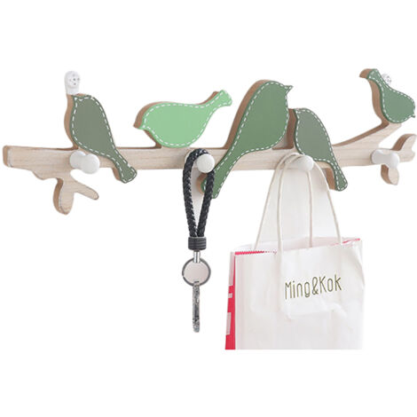 Accroche-manteaux mural en bois pour oiseaux - Décoration murale et porte-vêtements