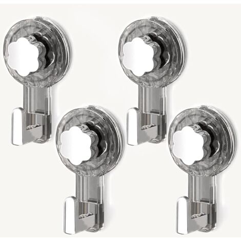 Accroche Serviette Salle de Bain, Crochet Ventouse Extra Puissantes Réutilisables pour Salle de Bain, Cuisine, Camping & Voiture, Bathroom Towel Suction Hooks (Gray+Silver, 11.26.24.3cm4)