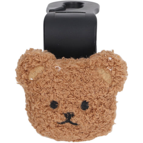 Accroche-tête siège auto portable, décoration peluche ours mignon pour hameçon de bouteille et bavoir, fournitures bébé ours brun