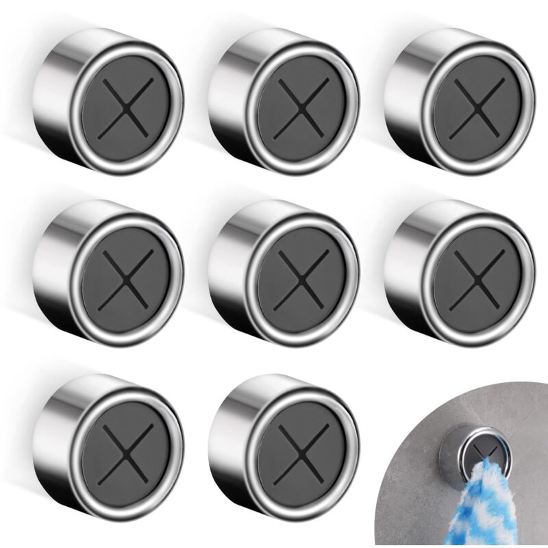 Accroche Torchon, 8 Pièces Auto-Adhésifs Crochet Porte-Serviettes Ronde, Accroche Torchons Adhesif pour Salle de Bain, Cuisine et Maison, Aucun