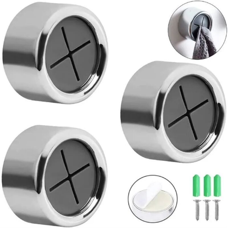 Accroche Torchon - Aimer belle - 3 Pcs - ABS écologique - Plastique chromé - Ventouse