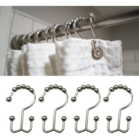 Accroches pour rideau de douche double face en métal fer, 12 pièces, résistant à la corrosion, noir