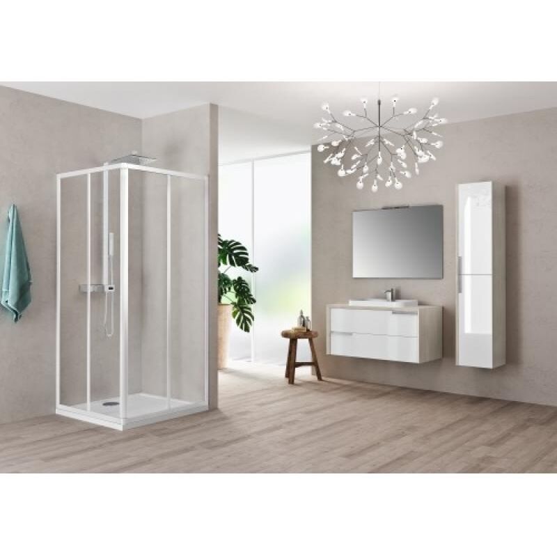 Accès d'angle Riviera 2 0 a extensible 77-79 cm - Profilé blanc et verre transparent Novellini diffusion france