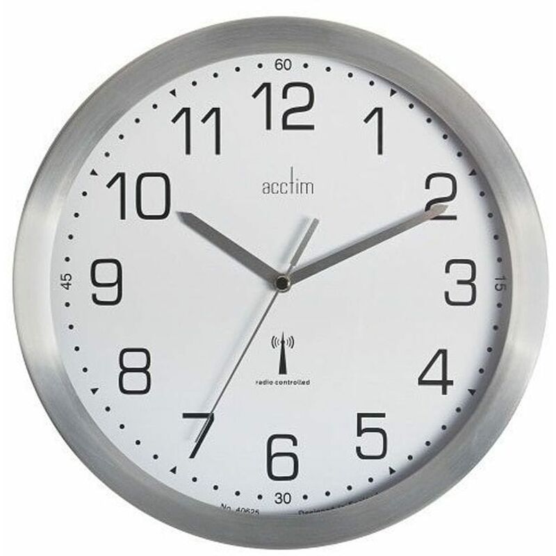 Image of Mason Wall Clock Radio Controlled 250mm Aluminium 74337 - Silver - Acctim