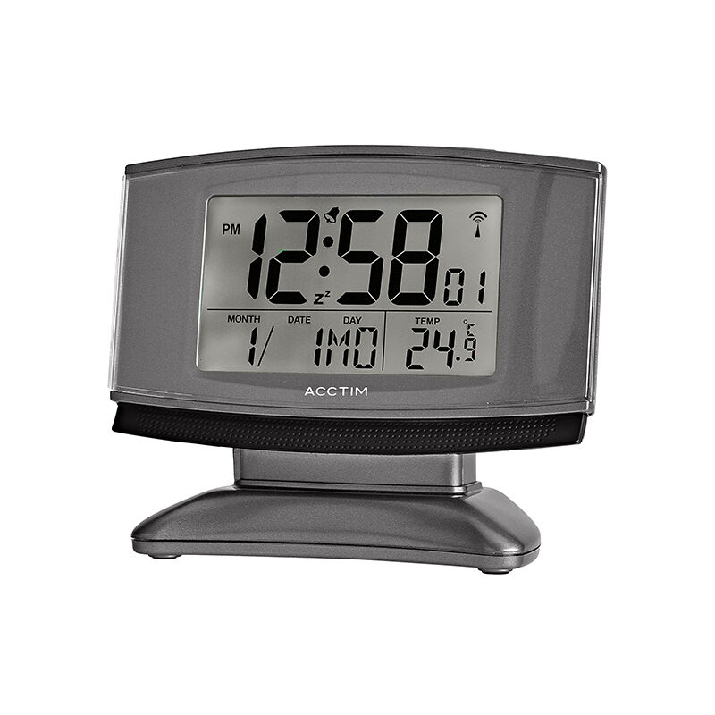 Image of Cuba Alarm Clock Titanium/Black - Acctim
