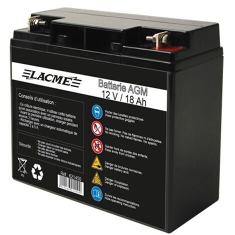 Accu AGM 12V/18Ah pour l'alimentation des clôtures électriques - LACME - 621450