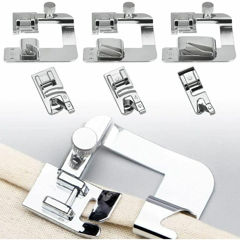 Accueil Accessoires de machine à coudre Pieds pour ourlet (4/8' 13mm 6/8' 19mm 8/8' 25mm) Pour salle à outils