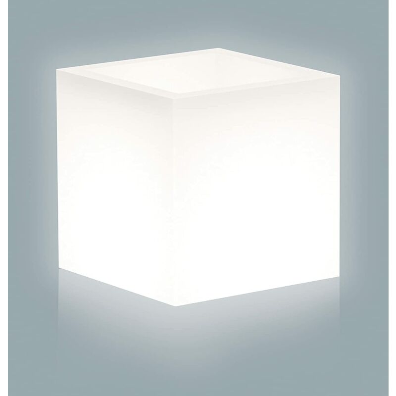 Salone Srl - accueil vase cube lumineux cm. 40X40X40H blanc