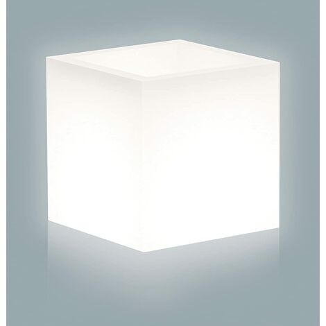 ACCUEIL VASE CUBE LUMINEUX CM. 40X40X40H BLANC