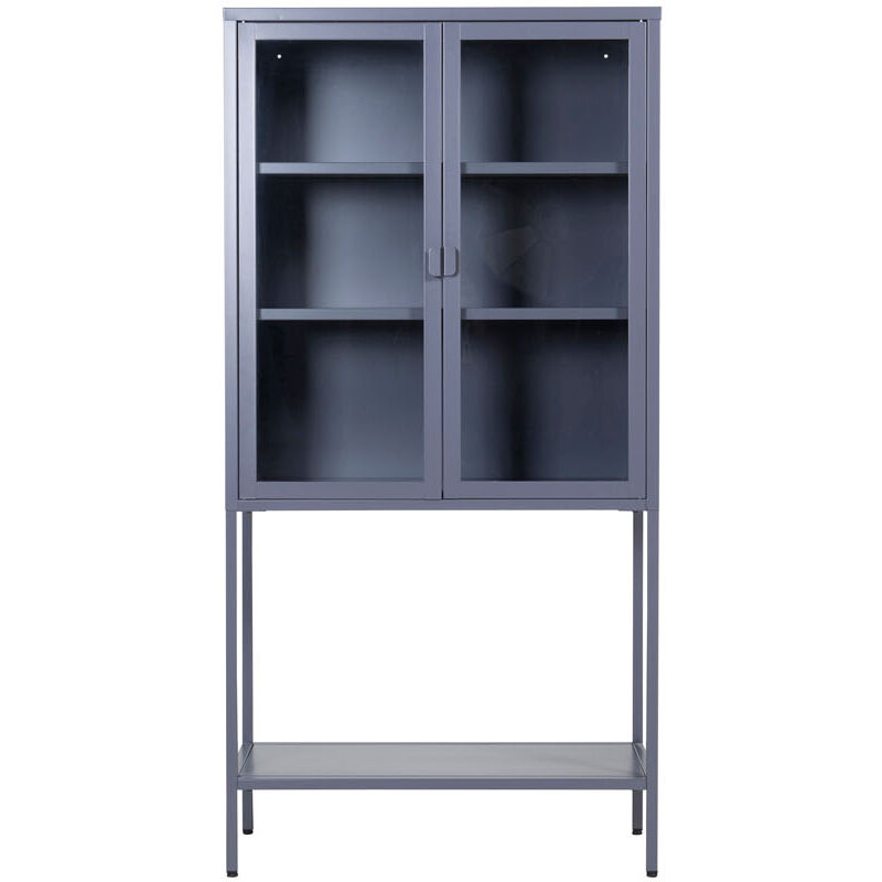 Ebuy24 - Misha Armoire vitrine 2 portes, 4 tablettes de rangement, gris.