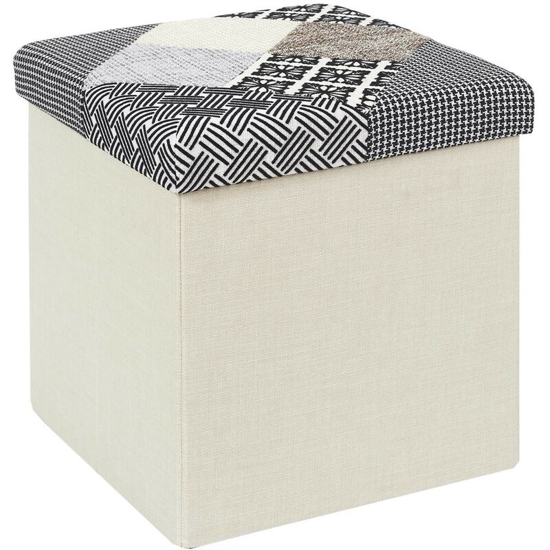 Coffre Pouf Pliable Patchwork Gris Home Deco Factory