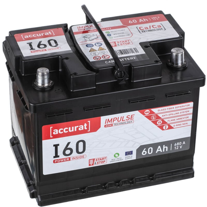 Accurat - Impulse I60 Batterie Voiture 12V 60Ah 680A agm Start-Stop