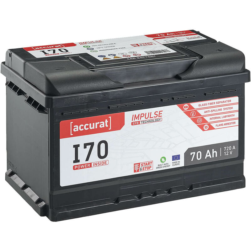 Impulse I70EFB Batterie Voiture Start Stop 12V 70Ah 720A 65Ah - Accurat