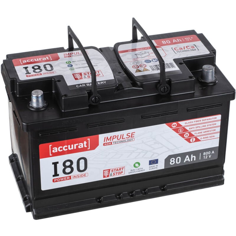 Accurat - Impulse I80 Batterie Voiture 12V 80Ah 800A agm Start-Stop