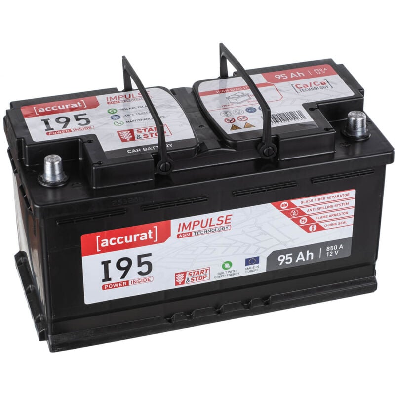 Accurat Impulse I95 Batterie Voiture 12V 850A 95Ah AGM Start-Stop