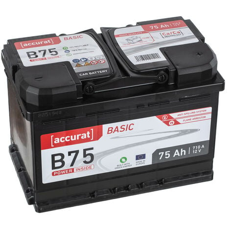 Accurat 12V 75Ah Autobatterie Starterbatterie Batterie KFZ PKW