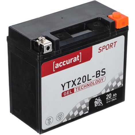 Accurat Sport SG-YTX20L-BS Batterie Moto/Quad YTX20L-BS Gel 12V 290A 20Ah 175 x 87 x 155 mm