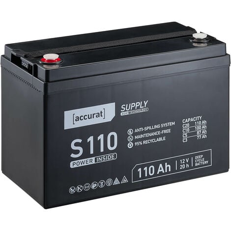 Accurat Supply S110 Batterie Décharge Lente 12V 110Ah AGM Solaire au plomb 328 x 172 x 222 mm