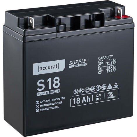 Accurat Supply S18 12V Batterie Décharge Lente 18Ah AGM au Plomb