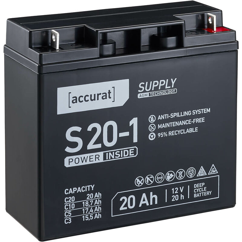Accurat Supply S20-1 12V Batterie Décharge Lente F13 20Ah AGM au Plomb