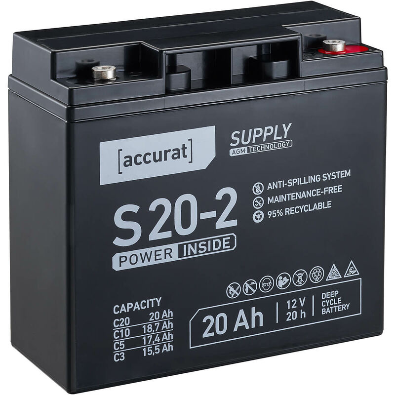 Supply S20-2 Batterie Décharge Lente 12V agm F3 20Ah au Plomb - Accurat